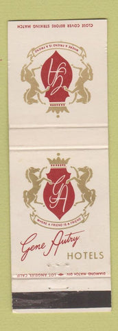 Matchbook Cover - Gene Autry Hotels San Francisco Palm Springs Hollywood CA