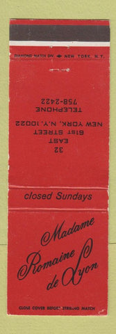 Matchbook Cover - Madame Romaine de Lyon New York City