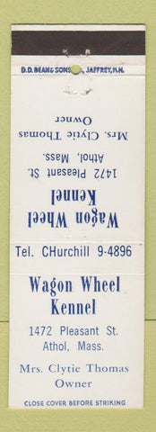 Matchbook Cover - Wagon Wheel Kennel Athol MA DD Bean