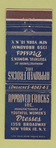 Matchbook Cover - Approved Frocks Women's Dresses New York City WEAR