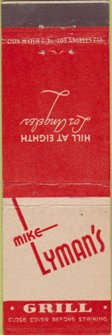 Matchbook Cover - Mike Lyman's Grill Los Angeles CA