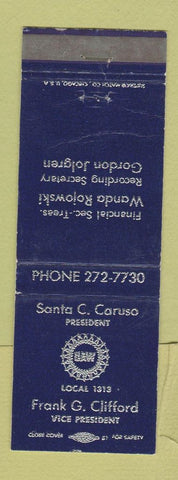 Matchbook Cover - UAW Auto Workers Union Frank Clifford Santa Caruso