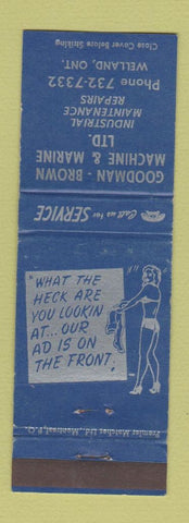 Matchbook Cover - Goodman Brown Machine Marine Welland ON girlie