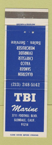 Matchbook Cover - TBI Marine Glendale CA
