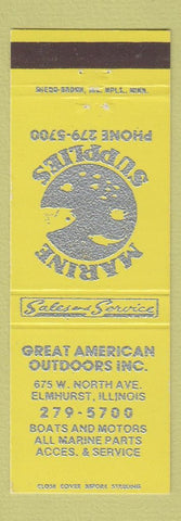 Matchbook Cover - Great American Outdoors Marine Supply Boat Motors Elmhurst IL