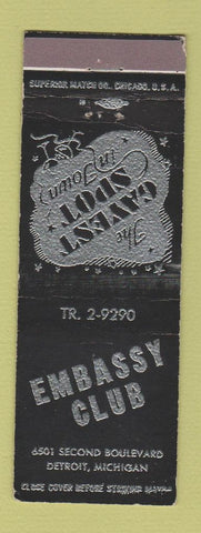 Matchbook Cover - Embassy Club Detroit MI