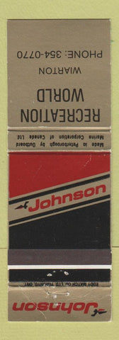 Matchbook Cover - Johnson Boat Motors Recreation World Wiarton ON WEAR