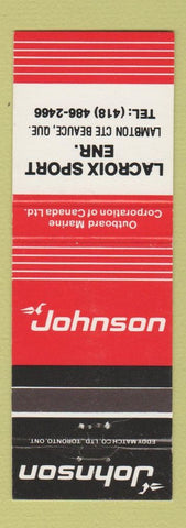 Matchbook Cover - Johnson Boat Motors Lacroix Sport Lambton Cte Beauce QC