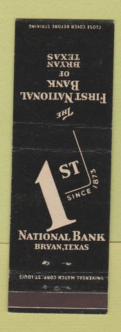 Matchbook Cover - 1st National Bank Bryan TX
