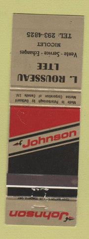 Matchbook Cover - Johnson Boat Motors L Rousseau Nicolet QC