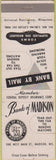 Matchbook Cover - Bank of Madison WI TAB