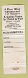 Matchbook Cover - Hemmingway Pub Hollywood FL WEAR