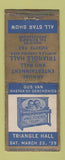 Matchbook Cover - Triangle Hall Van & Schenck Club 1939 BOBTAIL