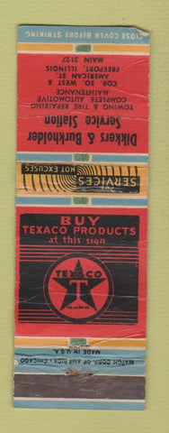 Matchbook Cover - Dikkers & Burkholder Texaco oil gas Freeport IL WORN