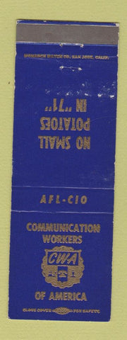 Matchbook Cover - Communication Workers CWA Union 1971 AFL CIO