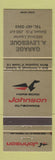 Matchbook Cover - Johnson Boat Motors Garage Levesque Beloeil QC #1