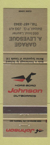 Matchbook Cover - Johnson Boat Motors Garage Levesque Beloeil QC #1