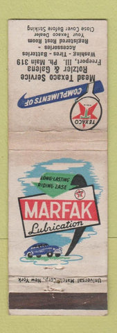 Matchbook Cover - Texaco oil gas Mead Freeport IL WORN