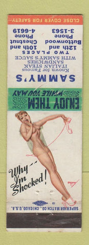 Matchbook Cover - Sammy's Restaurant Philadelphia PA pinup WEAR