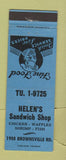 Matchbook Cover - Helen's Sandwich Shop Pittsburgh? PA