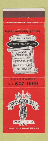 Matchbook Cover - Kingsway Inn Paoli PA
