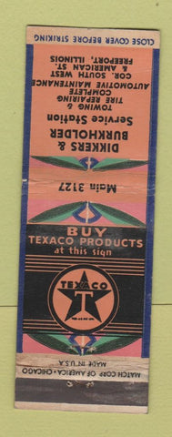 Matchbook Cover - Dikkers & Burkholder Texaco oil gas Freeport IL WEAR