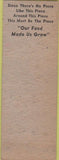 Matchbook Cover - Old Homestead Inn Utica MI