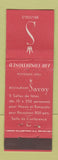 Matchbook Cover - Restaurant Savoy Brussels Belgium