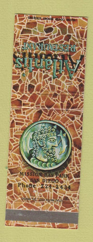 Matchbook Cover - Atlantis Restaurant San Diego CA WEAR