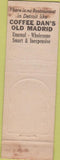 Matchbook Cover - Cofee Dan's Old Madrid Detroit MI