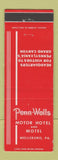 Matchbook Cover - Penn Wells Motor Hotel Motel Wellsboro PA