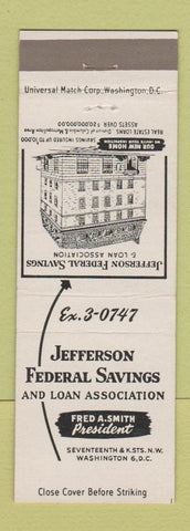 Matchbook Cover - Jefferson Federal Savings Washington DC