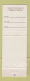 Matchbook Cover - John Arnold Music Wrangler Jeans Country Showdown
