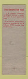Matchbook Cover - Int'l Association of Machinists AFL Union