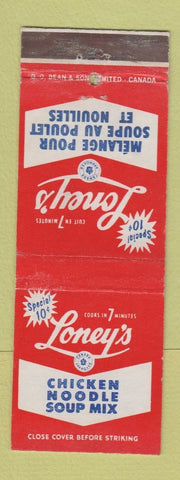 Matchbook Cover - Loney's Chicke Noodle Soup Mix Canada WEAR