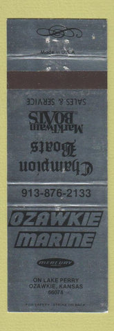 Matchbook Cover - Ozawkie Marine Mercury Boat Motors KS