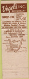 Matchbook Cover - Vogel's Whiting IN