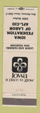 Matchbook Cover - Iowa Federation of Labor AFL CIO Des Moines IA