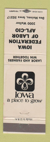 Matchbook Cover - Iowa Federation of Labor AFL CIO Des Moines IA