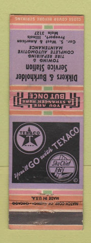 Matchbook Cover - Dikkers & Burkholder Texaco oil gas Freeport IL WEAR