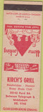 Matchbook Cover - Kirch's Grill Chili NO TOWN