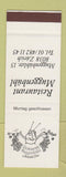 Matchbook Cover - Restaurant Muggenbuhl Zurich Switzerland SAMPLE