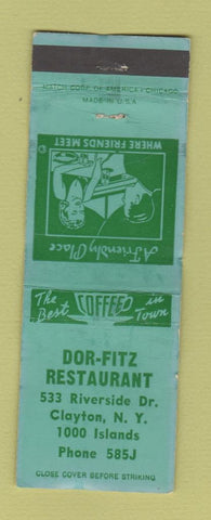 Matchbook Cover - Dor Fitz Restaurant Clayton NY WORN