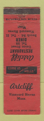 Matchbook Cover - Artcliff Restaurant Vineyard Haven MA WORN