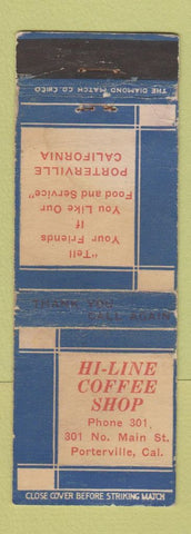 Matchbook Cover - Hi Line Coffee Shop Porterville CA WEAR