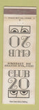 Matchbook Cover - Club 20 Shaker Heights OH WORN