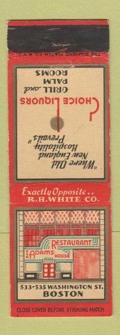 Matchbook Cover - Adams House Restaurant Boston MA WEAR