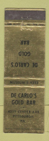 Matchbook Cover - De Carlo's Gold Bar Pittsburgh PA WEAR