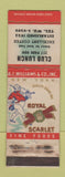 Matchbook Cover - Club Lunch Royal Scarlet Foods WORN
