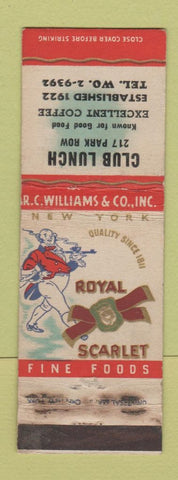 Matchbook Cover - Club Lunch Royal Scarlet Foods WORN